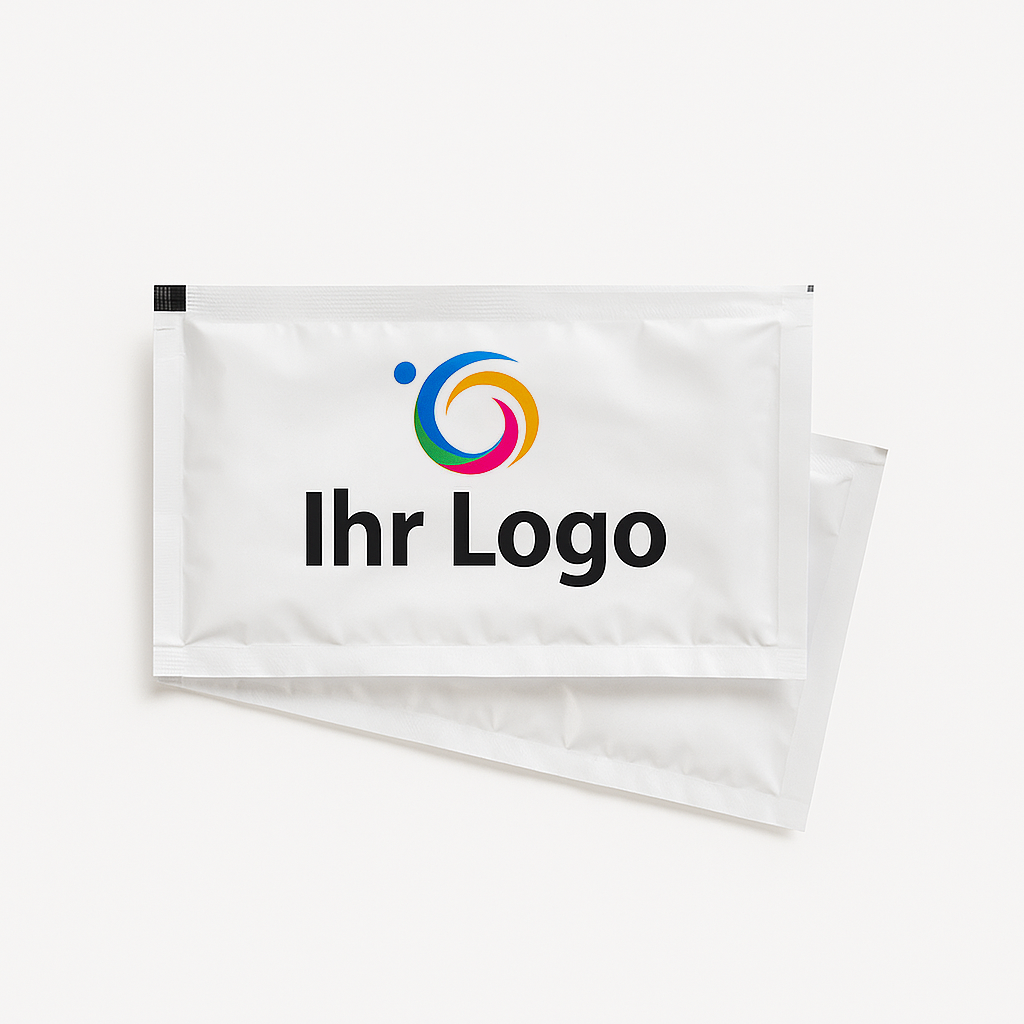 Erfrischungstücher mit individuellem Werbedruck, 6x10cm mit Rochasduft, 2500 Stück/Karton Erfrischungstücher mit individuellem Werbedruck, 6x10cm mit Rochasduft, 2500 Stück/Karton