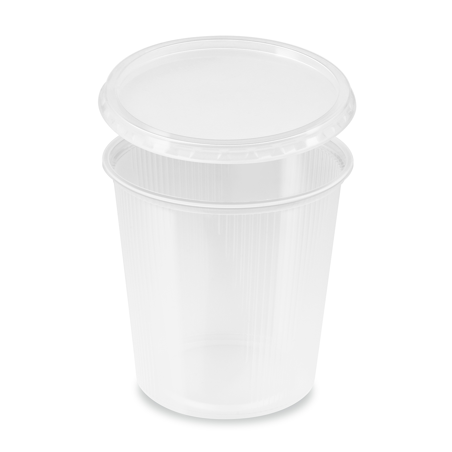 Feinkostbecher - Rund aus PP Ø 101 x 100 mm 500 ml mit Decke, 250 Stück/Karton Feinkostbecher - Rund aus PP Ø 101 x 100 mm 500 ml mit Decke, 250 Stück/Karton