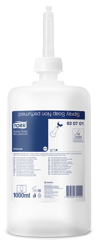 Tork S1 Sprühseife, unparfümiert 1000 ml x 6 Stk. Tork S1 Sprühseife, unparfümiert 1000 ml x 6 Stk.