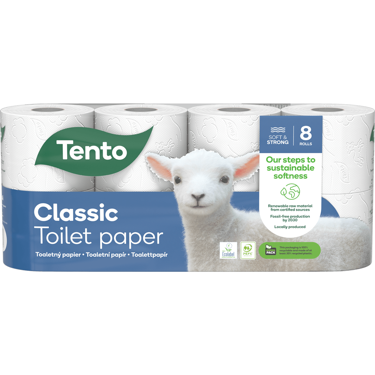 Tento Kleinrolle Toilettenpapier 3-lagig 150 Blatt 7 x 8 Rollen