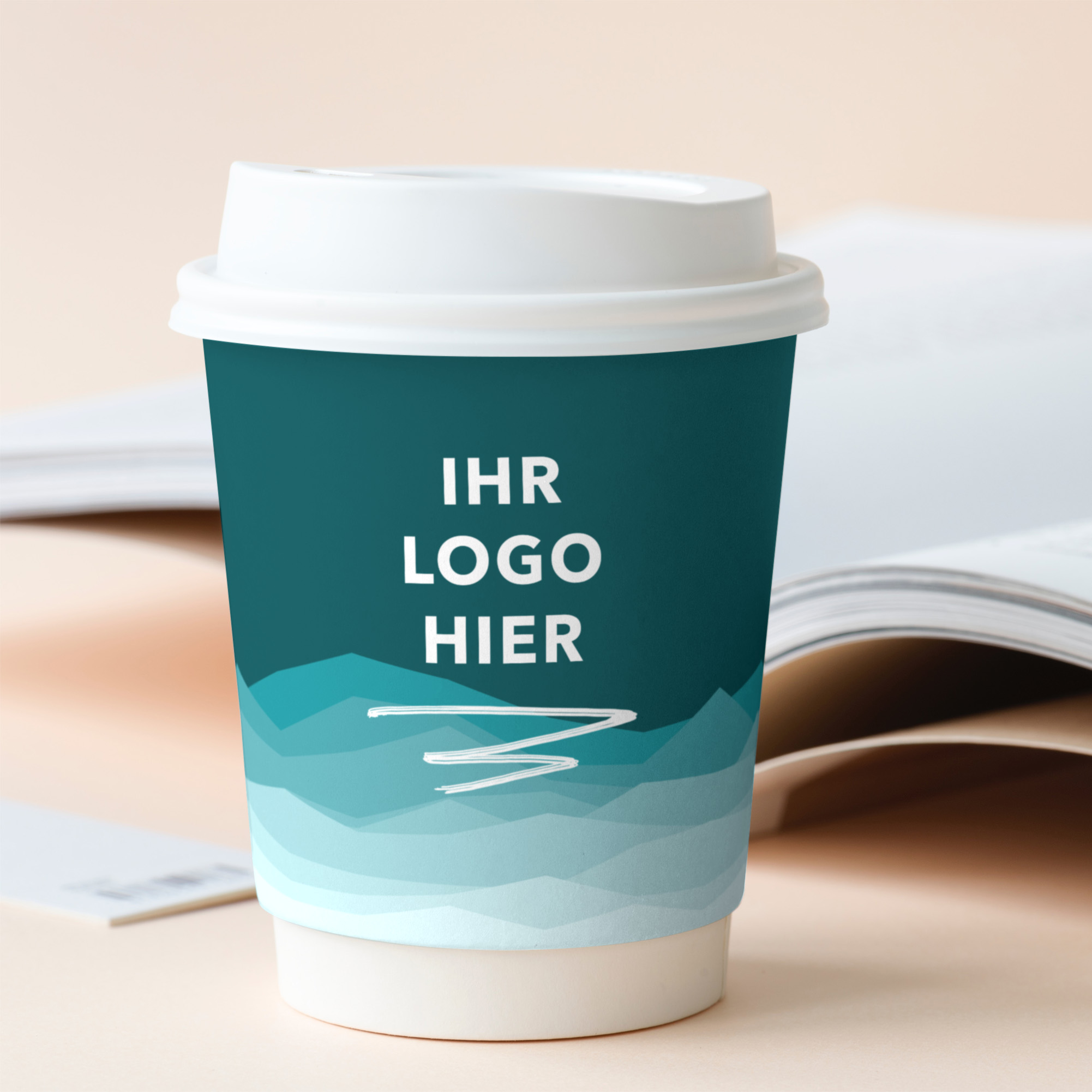 Doppelwandige Pappbecher individuell bedruckt 8 oz / 220ml - 1000 Stück/Karton