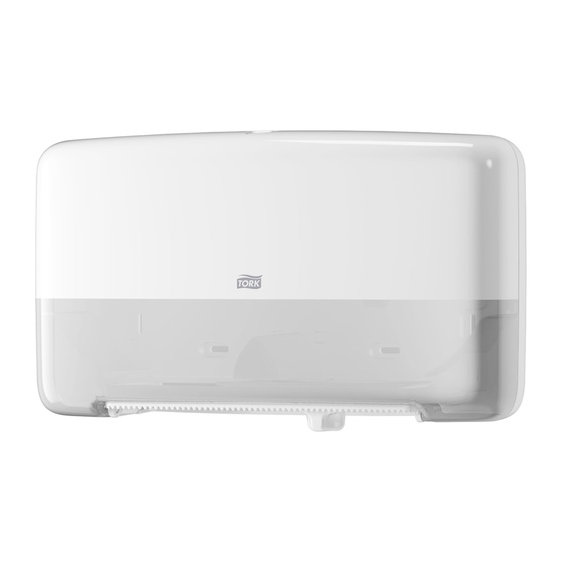 Tork T2 Doppelrollenspender für Mini Jumbo Toilettenpapier Weiß Tork T2 Doppelrollenspender für Mini Jumbo Toilettenpapier Weiß